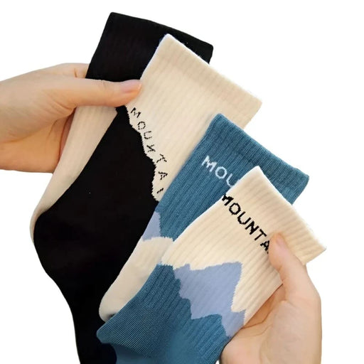 4 Pairs Graphic Crew Socks For Active Wear