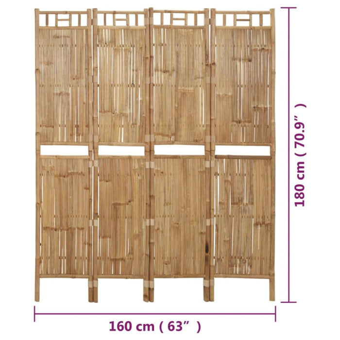 4-panel Room Divider Bamboo 160x180 Cm Taoiak