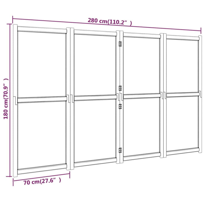 4-panel Room Divider Black 280x180 Cm Tokonb