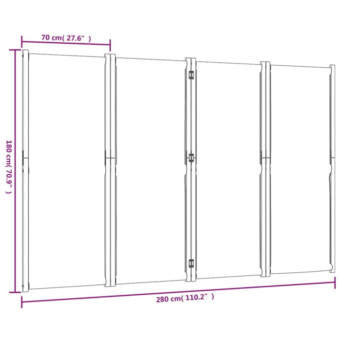 4-panel Room Divider Light Grey 280x180 Cm Abbttpl