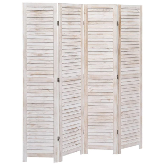 4 Panel Room Divider White Wood Gl79