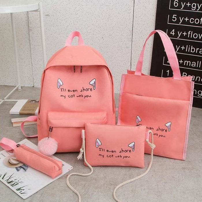 4 Piece Casual Schoolbag Set For Travel