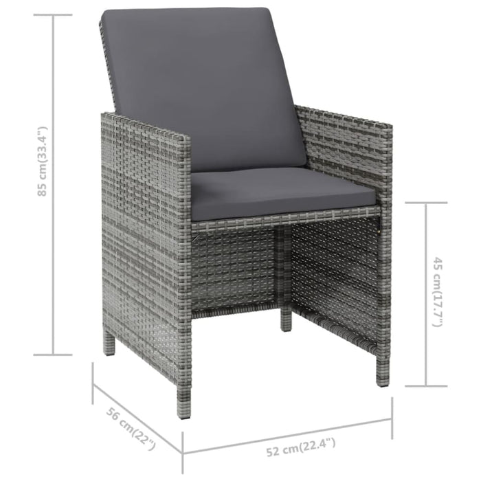 4 Piece Garden Chair And Stool Set Poly Rattan Grey Tolipt