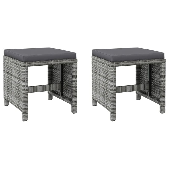 4 Piece Garden Chair And Stool Set Poly Rattan Grey Tolipt