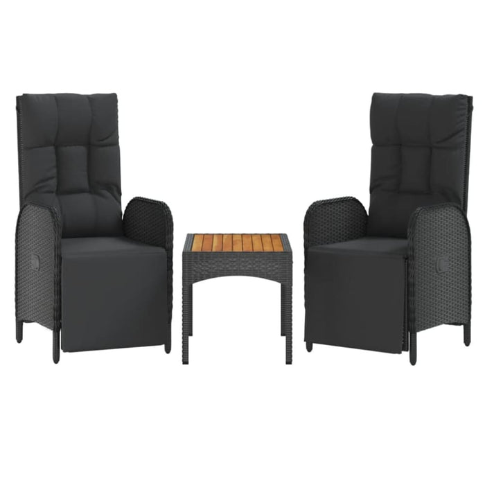 4 Piece Garden Dining Set With Cushions Black Poly Rattan