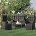 4 Piece Garden Dining Set With Cushions Black Poly Rattan