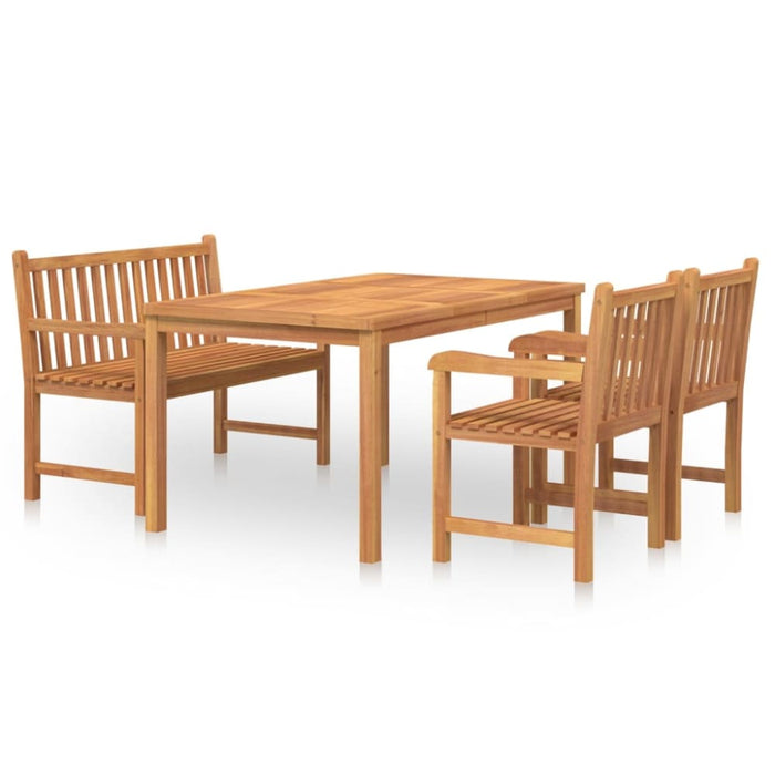 4 Piece Garden Dining Set Solid Wood Teak Topioll