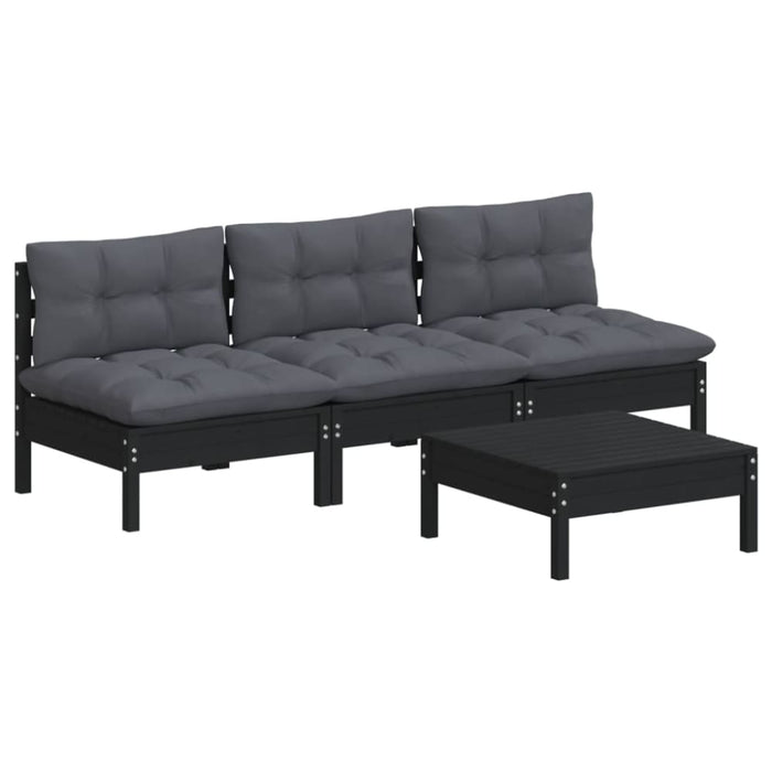 4 Piece Garden Lounge Set With Anthracite Cushions Pinewood