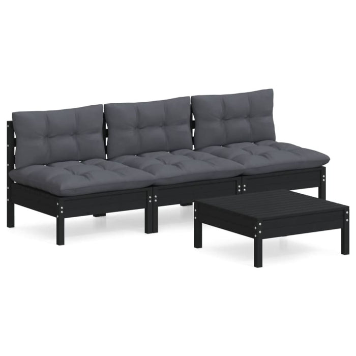 4 Piece Garden Lounge Set With Anthracite Cushions Pinewood