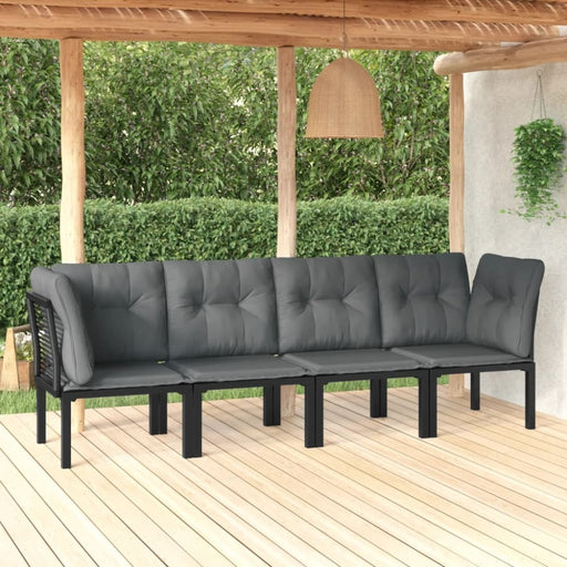 4 Piece Garden Lounge Set Black And Grey Poly Rattan Toniitt