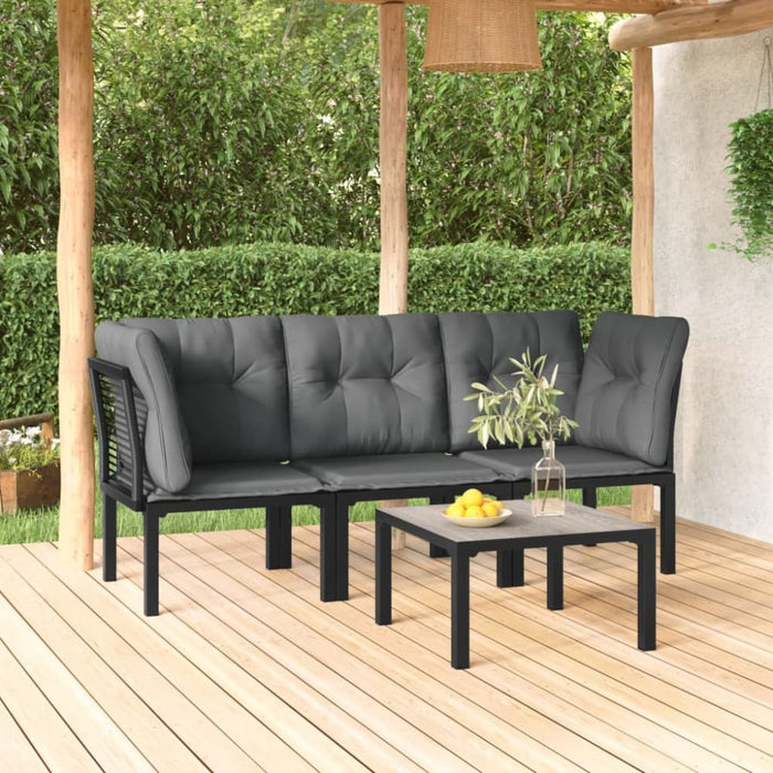 4 Piece Garden Lounge Set Black And Grey Poly Rattan Toniitx