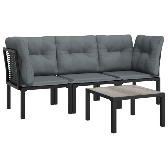 4 Piece Garden Lounge Set Black And Grey Poly Rattan Toniitx