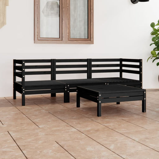 4 Piece Garden Lounge Set Black Solid Wood Pine Tbnxaio