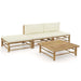 4 Piece Garden Lounge Set With Cream White Cushions Bamboo