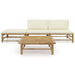 4 Piece Garden Lounge Set With Cream White Cushions Bamboo