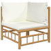 4 Piece Garden Lounge Set With Cream White Cushions Bamboo