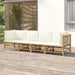 4 Piece Garden Lounge Set With Cream White Cushions Bamboo