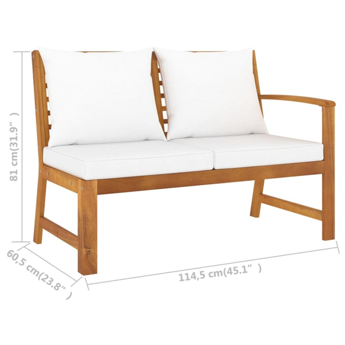 4 Piece Garden Lounge Set With Cushion Cream Solid Acacia