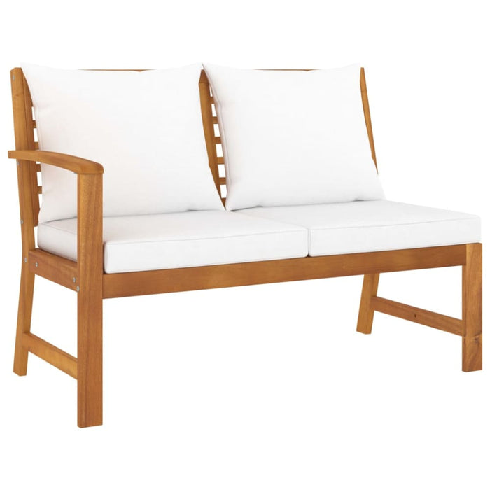 4 Piece Garden Lounge Set With Cushion Cream Solid Acacia