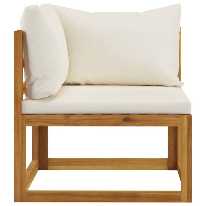 4 Piece Garden Lounge Set With Cushion Cream Solid Acacia