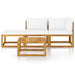 4 Piece Garden Lounge Set With Cushion Cream Solid Acacia