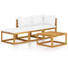 4 Piece Garden Lounge Set With Cushion Cream Solid Acacia