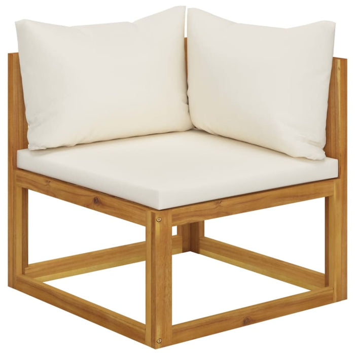 4 Piece Garden Lounge Set With Cushion Cream Solid Acacia