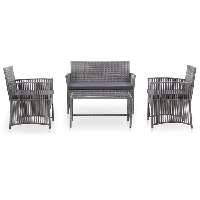 4 Piece Garden Lounge Set With Cushion Poly Rattan