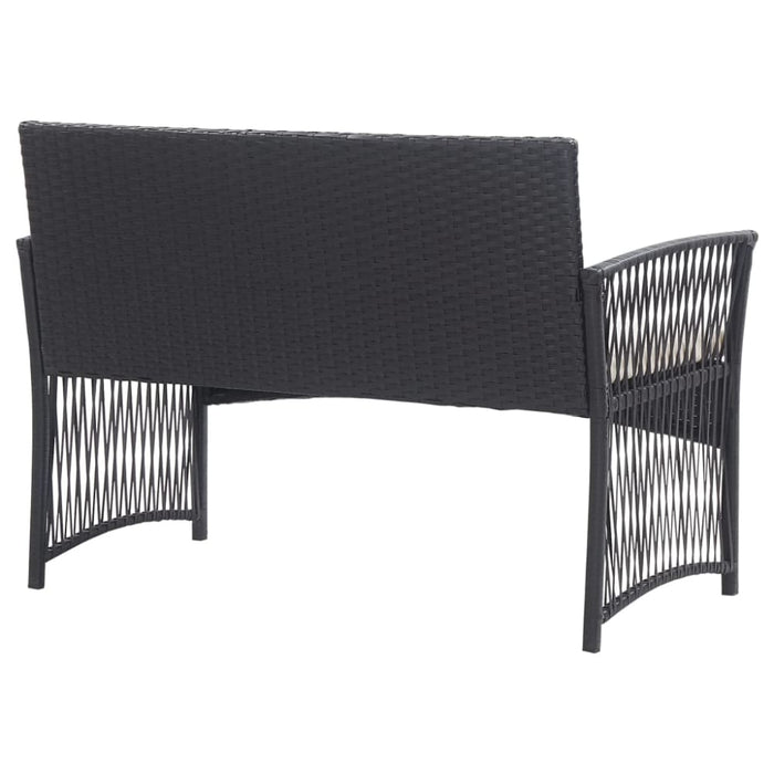 4 Piece Garden Lounge Set With Cushion Poly Rattan Black