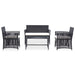 4 Piece Garden Lounge Set With Cushion Poly Rattan Black