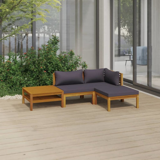 4 Piece Garden Lounge Set With Cushion Solid Acacia Wood