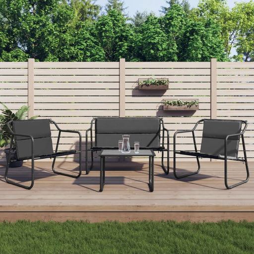 4 Piece Garden Lounge Set With Cushions Anthracite Steel