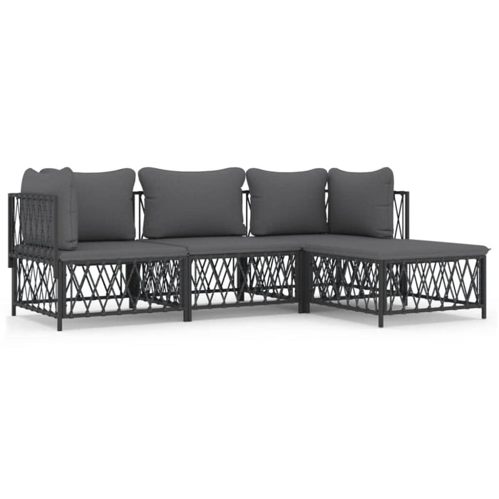 4 Piece Garden Lounge Set With Cushions Anthracite Steel