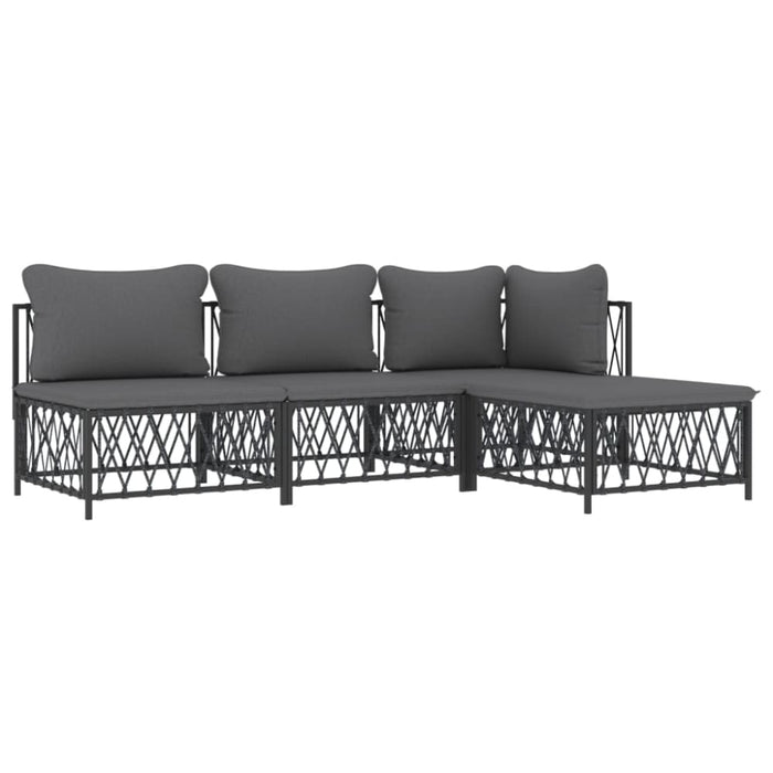 4 Piece Garden Lounge Set With Cushions Anthracite Steel