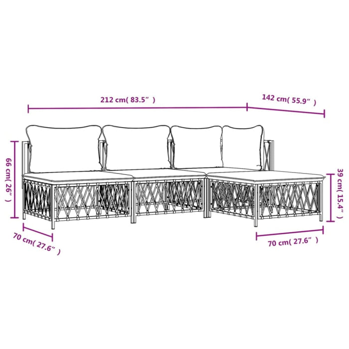 4 Piece Garden Lounge Set With Cushions Anthracite Steel