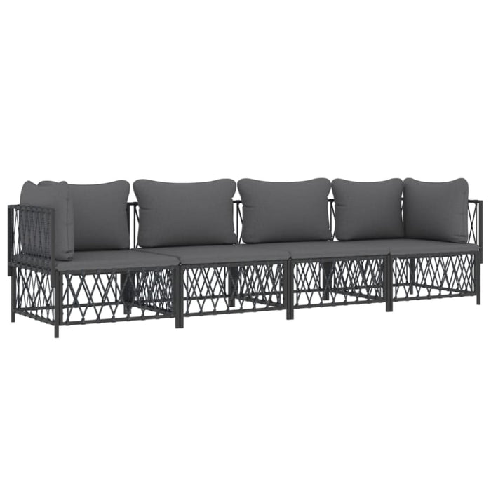 4 Piece Garden Lounge Set With Cushions Anthracite Steel