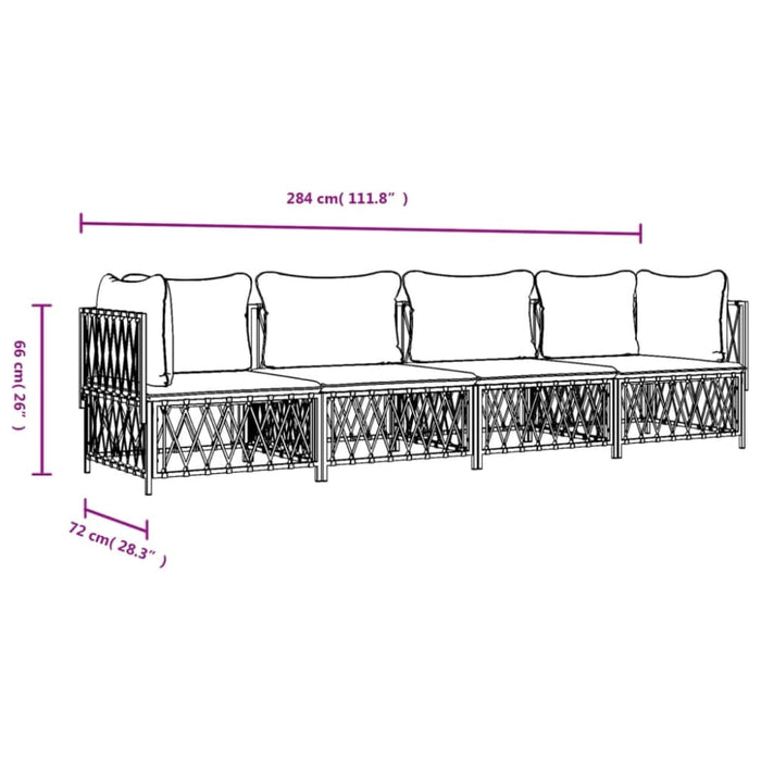 4 Piece Garden Lounge Set With Cushions Anthracite Steel