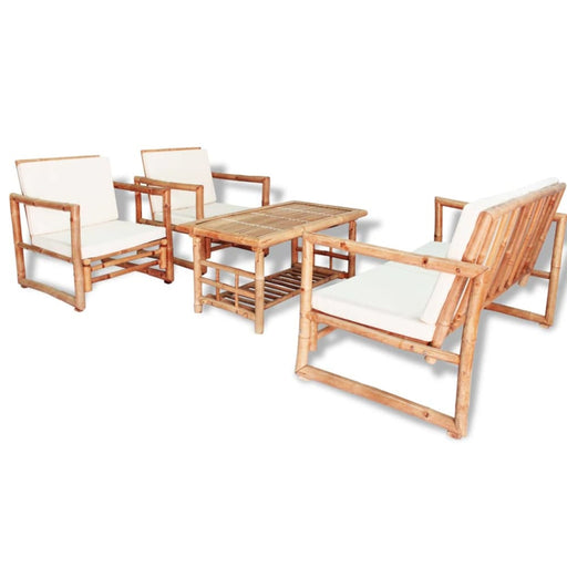 4 Piece Garden Lounge Set With Cushions Bamboo Atopk