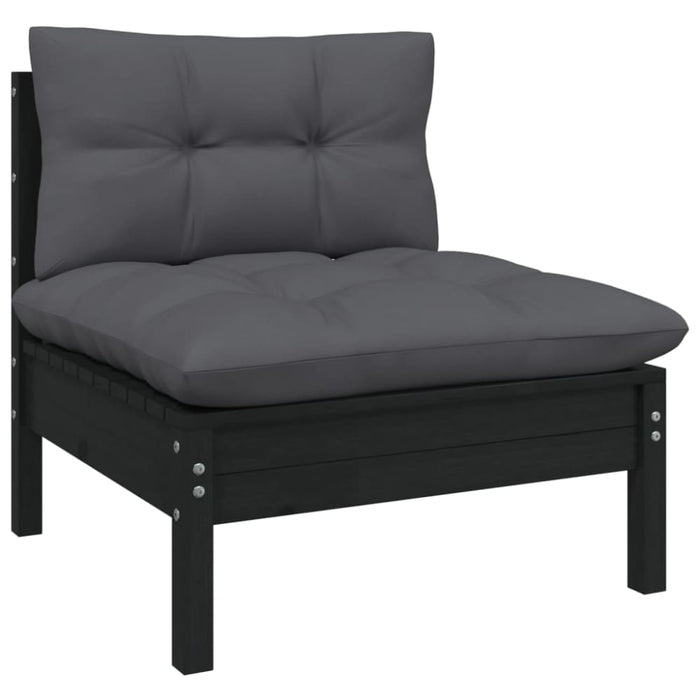 4 Piece Garden Lounge Set With Cushions Black Pinewood