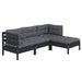 4 Piece Garden Lounge Set With Cushions Black Pinewood