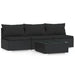 4 Piece Garden Lounge Set With Cushions Black Poly Rattan