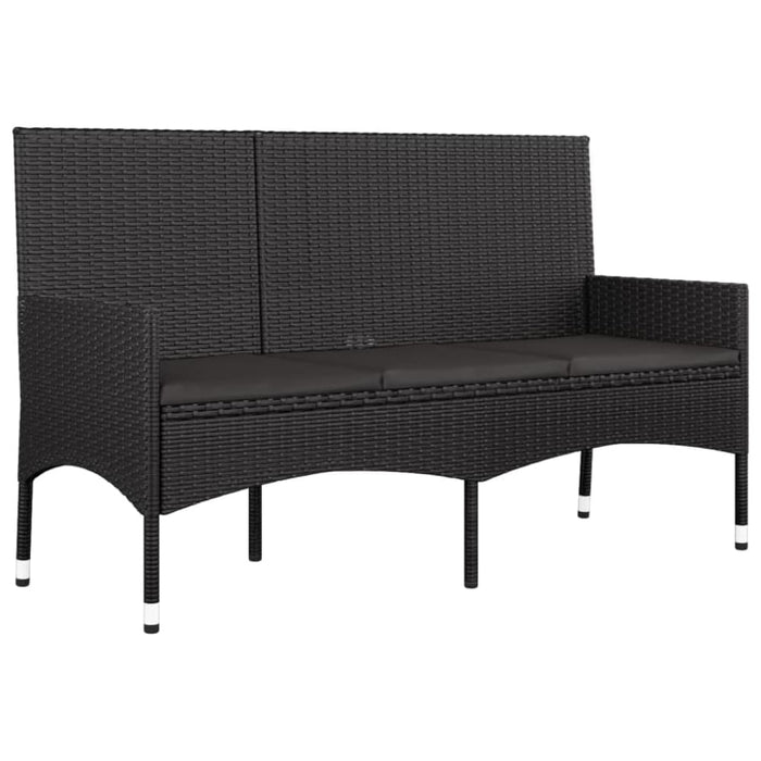 4 Piece Garden Lounge Set With Cushions Black Poly Rattan