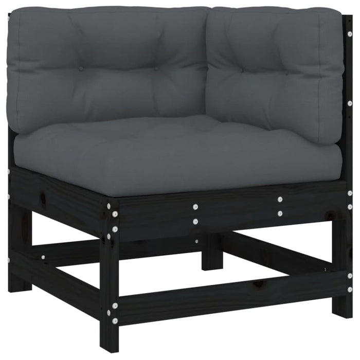 4 Piece Garden Lounge Set With Cushions Black Solid Wood