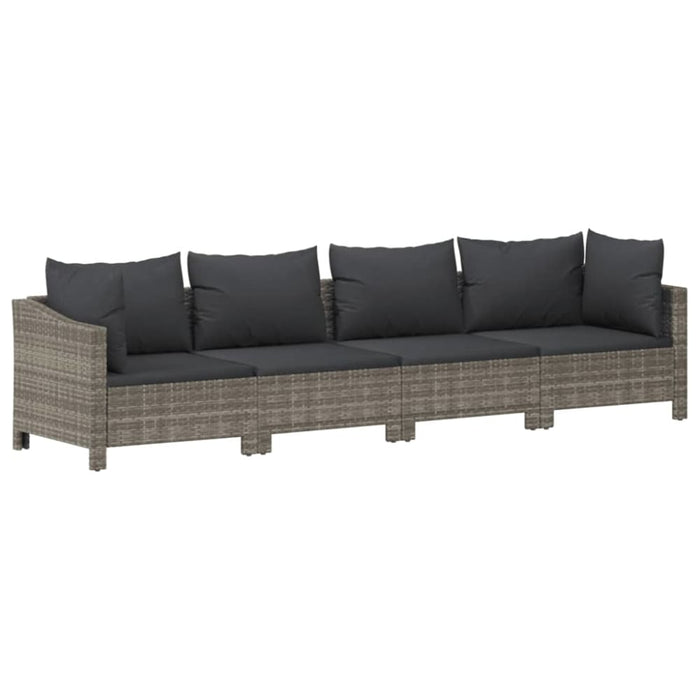 4 Piece Garden Lounge Set With Cushions Grey Poly Rattan