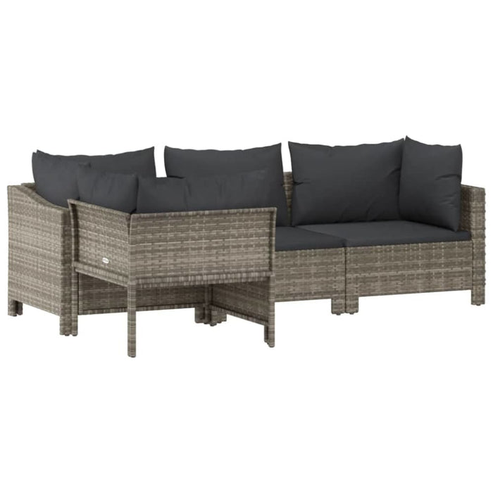 4 Piece Garden Lounge Set With Cushions Grey Poly Rattan