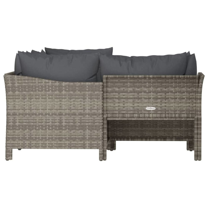 4 Piece Garden Lounge Set With Cushions Grey Poly Rattan