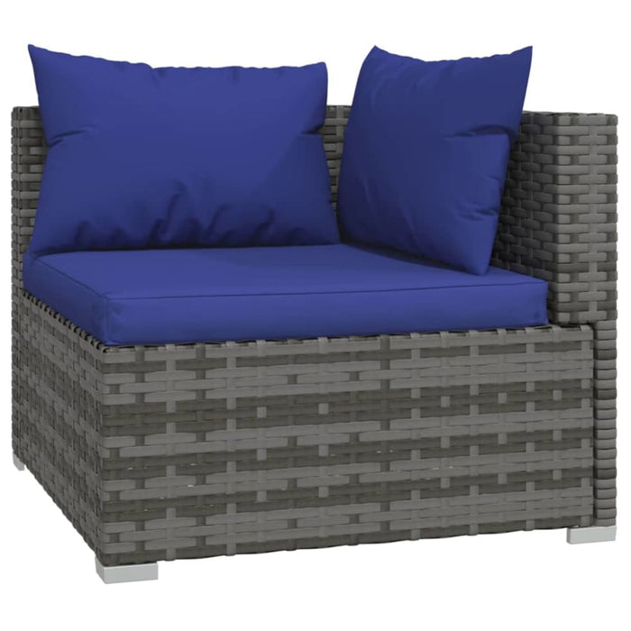 4 Piece Garden Lounge Set With Cushions Grey Poly Rattan