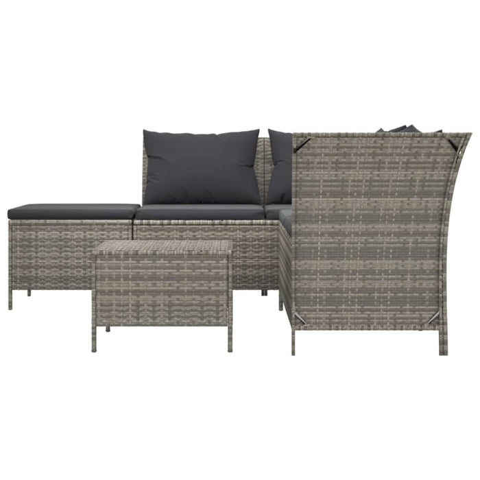 4 Piece Garden Lounge Set With Cushions Grey Poly Rattan