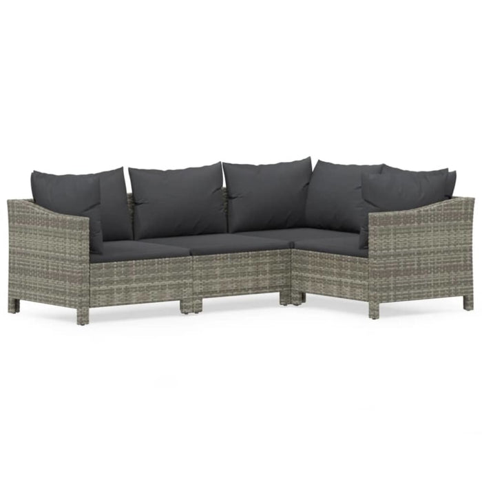 4 Piece Garden Lounge Set With Cushions Grey Poly Rattan