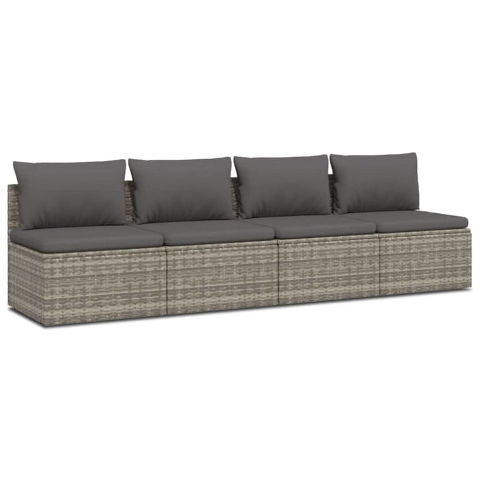 4 Piece Garden Lounge Set With Cushions Grey Poly Rattan